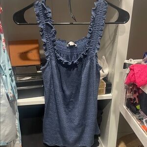 LC Lauren Conrad Ruffled Blue Tank Top summer casual comfortable fit